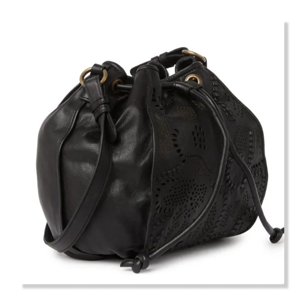 Frye Vivian Leather Bucket Bag in Black - NEW